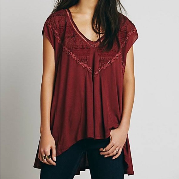 Free People shirt in Wine - Picture 2 of 7
